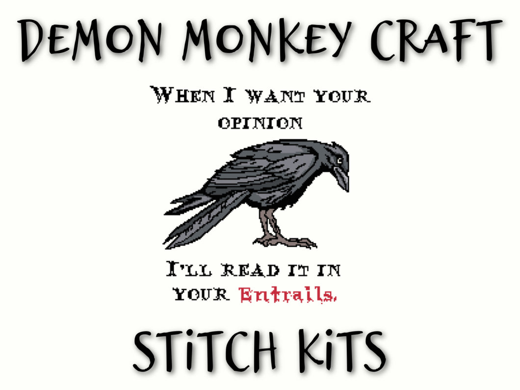 Opinions and Entrails with Crow Cross Stitch Kit