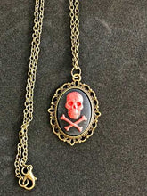 Load image into Gallery viewer, Red Skull and Crossbones Pendant Necklace
