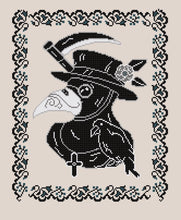Load image into Gallery viewer, Plague Doctor Portrait with Crow DIGITAL PATTERN for Cross Stitch