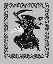 Load image into Gallery viewer, Plague Doctor Portrait with Crow DIGITAL PATTERN for Cross Stitch
