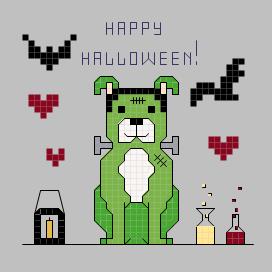 Happy Halloween Frankenstein's Dog Pitbull Digital Pattern
