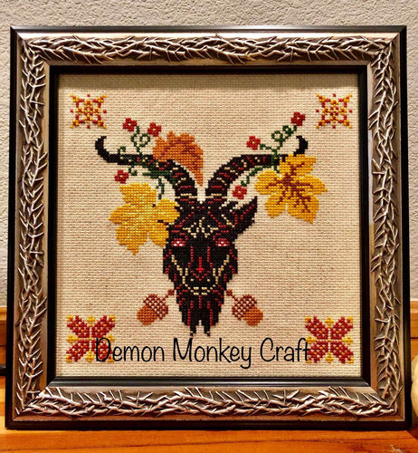 Satan's Seasons-Autumn DIGITAL Cross Stitch PATTERN - Demon Monkey Craft 