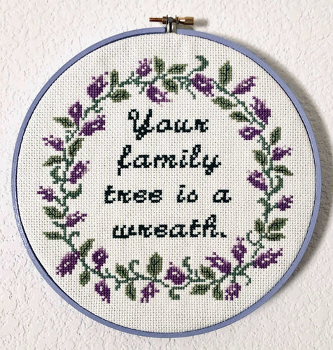 Your Family Tree Is A Wreath DIGITAL Cross Stitch PATTERN
