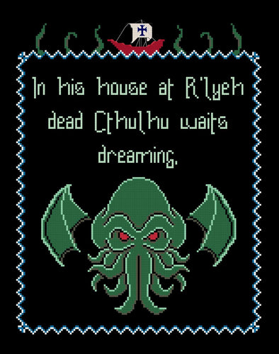 Dead Cthulhu Waits Dreaming Cross Stitch DIGITAL PATTERN DOWNLOAD