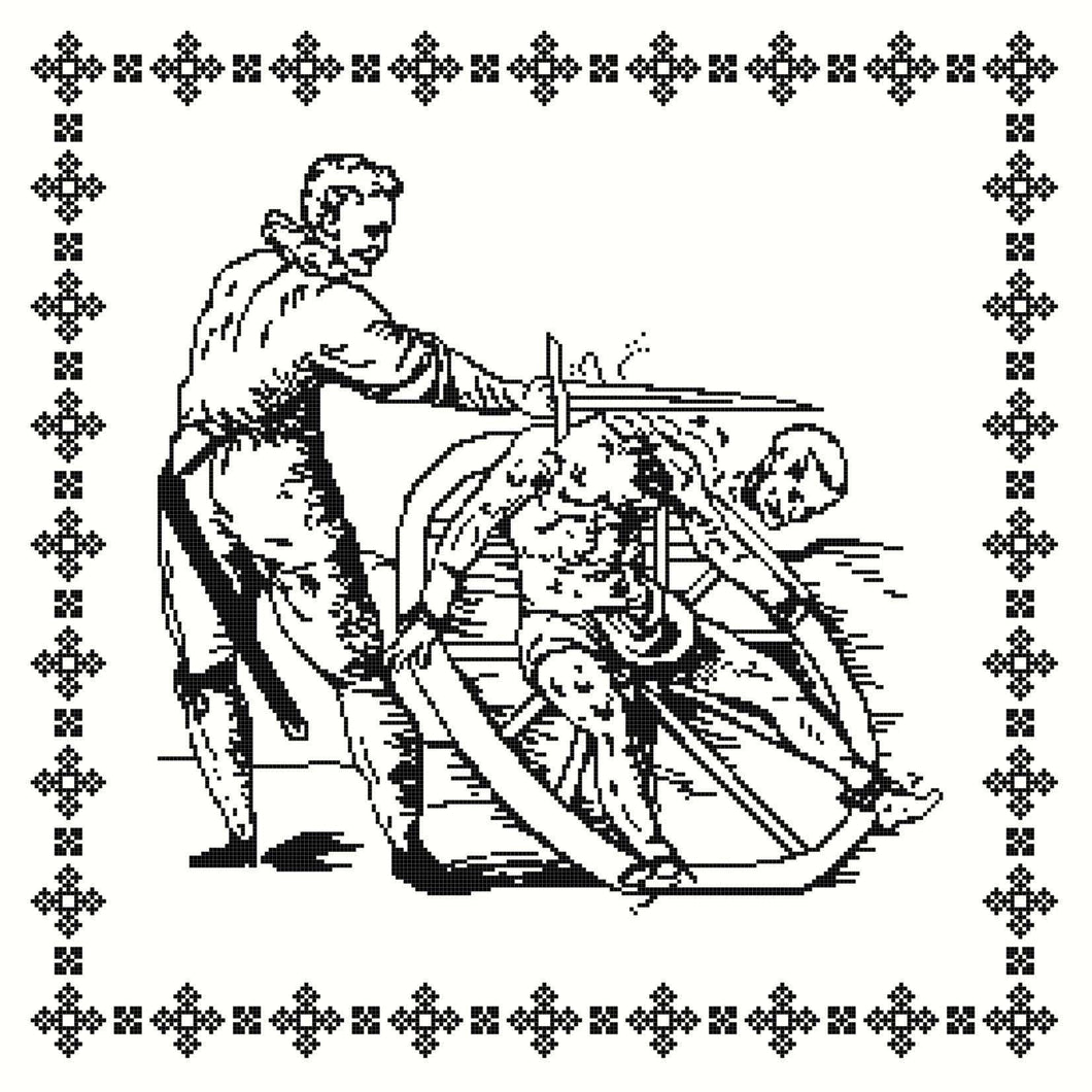 Medieval Torture The Wheel DIGITAL Cross Stitch Pattern