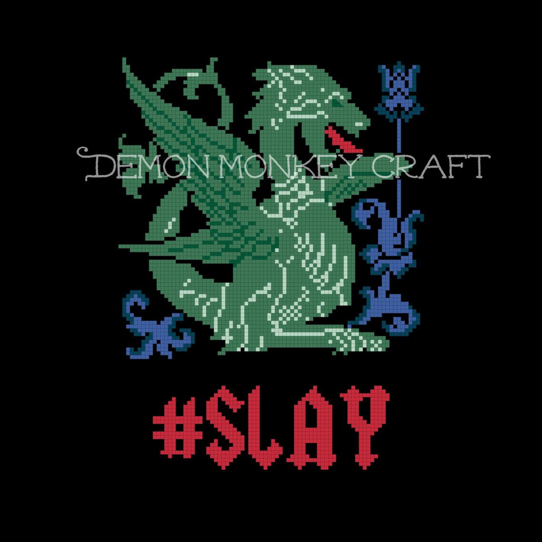 Hashtag Slay the Dragon Cross Stitch DIGITAL PATTERN