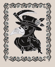 Load image into Gallery viewer, Plague Doctor Portrait with Crow DIGITAL PATTERN for Cross Stitch
